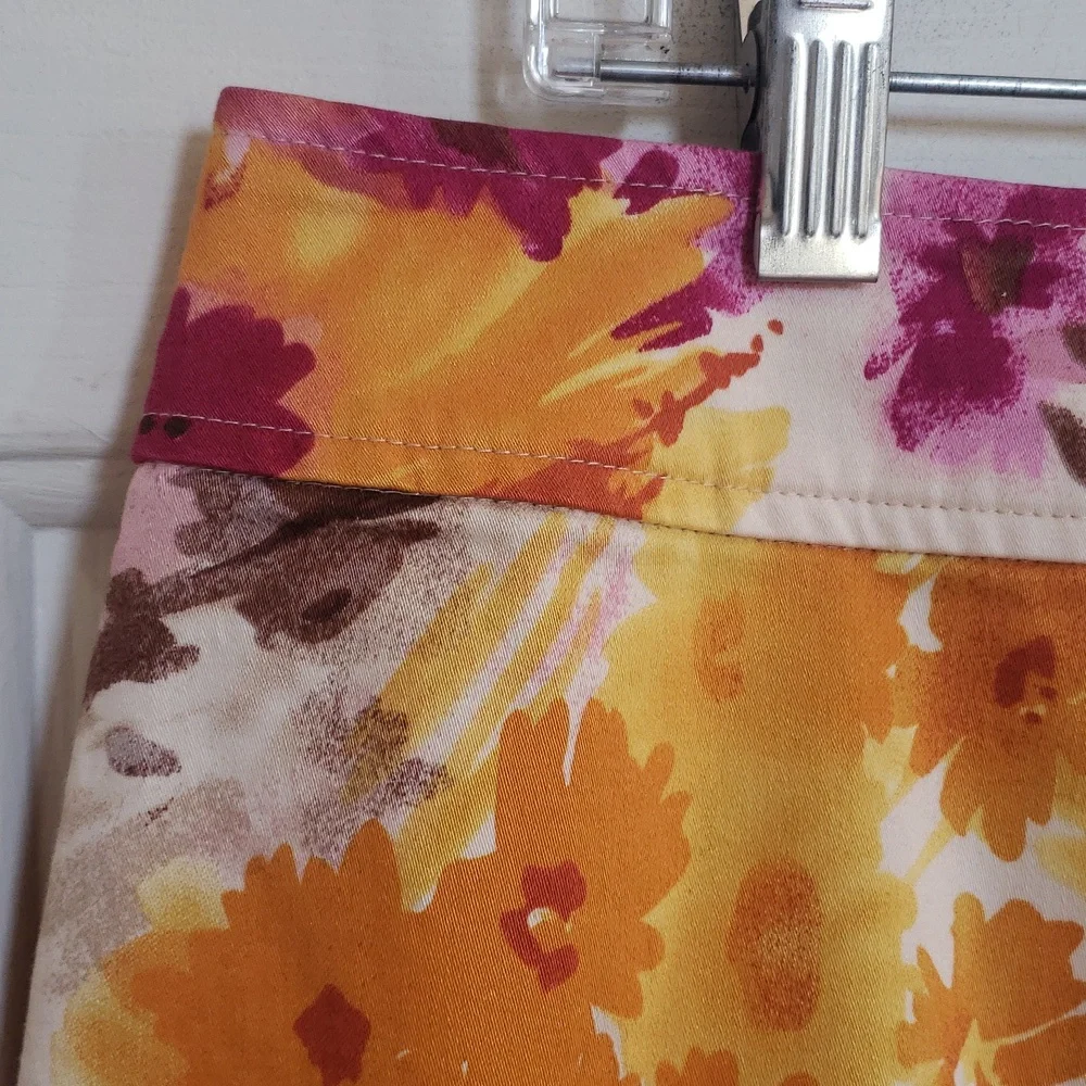 Vintage Sunny Leigh Floral Pencil Skirt Magenta Yellow Brown Size 14 - Picture 7 of 11